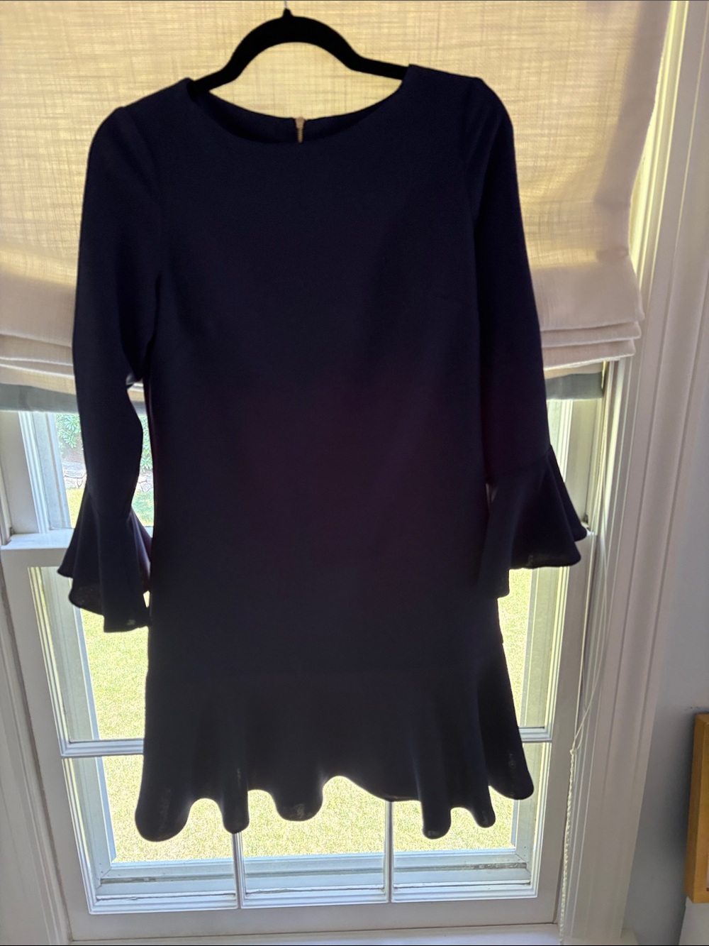 Sail to Sable Navy Ruffle Hem Dress and Ruffle Sleeves